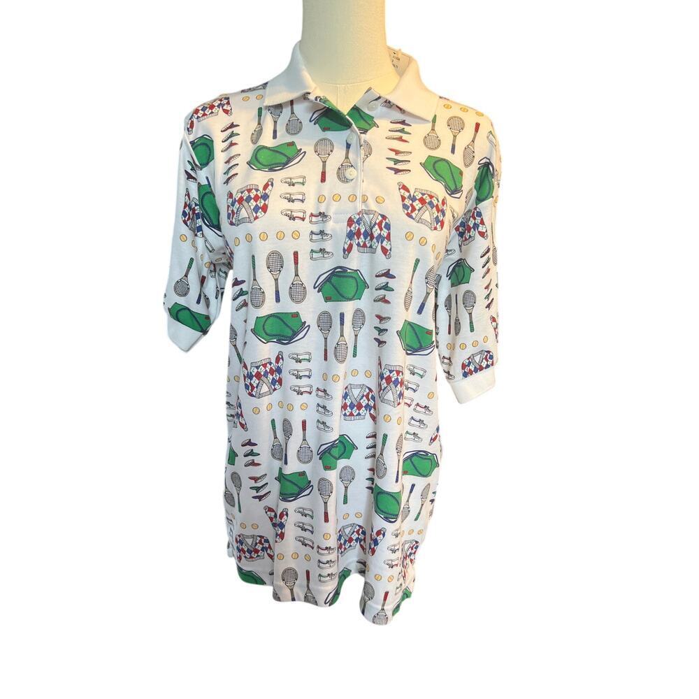 Jason Maxwell Women's Tennis Themed Polo. Vintage NWT. Size Small